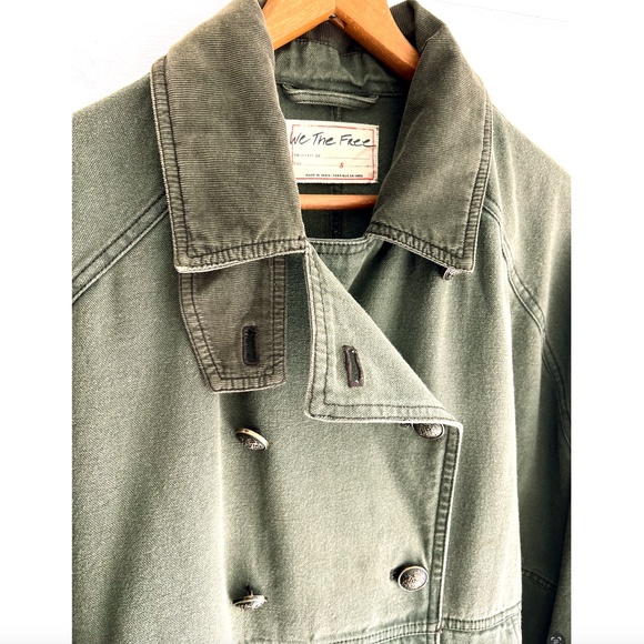 WE THE FREE Viva Surplus Cotton Pea Jacket in Army Green - S - Picture 5 of 13
